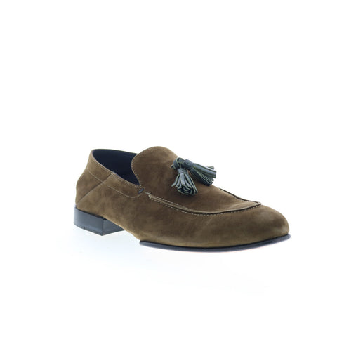Di Bianco Trani Mens Brown Suede Slip On Loafers & Slip Ons Tasseled Shoes