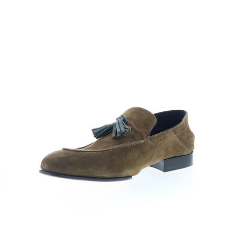 Di Bianco Trani Mens Brown Suede Slip On Loafers & Slip Ons Tasseled Shoes