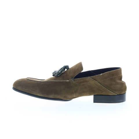 Di Bianco Trani Mens Brown Suede Slip On Loafers & Slip Ons Tasseled Shoes