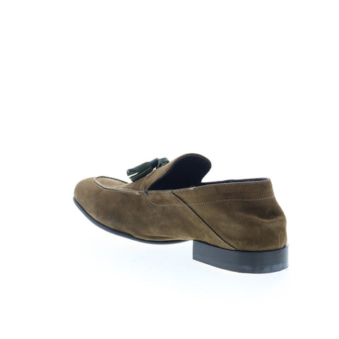 Di Bianco Trani Mens Brown Suede Slip On Loafers & Slip Ons Tasseled Shoes