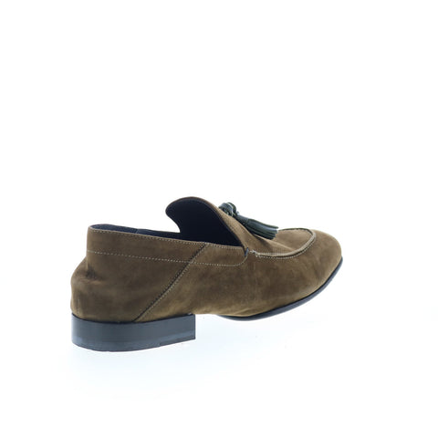 Di Bianco Trani Mens Brown Suede Slip On Loafers & Slip Ons Tasseled Shoes