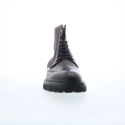 Di Bianco Trento Mens Gray Leather Lace Up Casual Dress Boots
