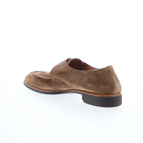 Di Bianco Treviso Mens Brown Suede Hook & Loop Loafers & Slip Ons Casual Shoes
