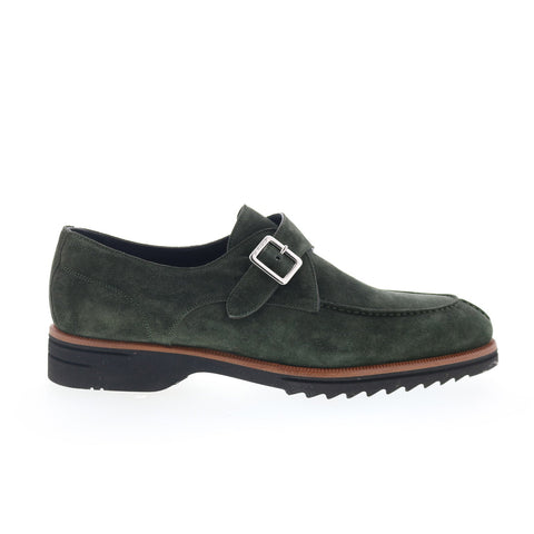 Di Bianco Treviso Mens Green Suede Hook & Loop Loafers & Slip Ons Casual Shoes