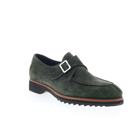 Di Bianco Treviso Mens Green Suede Hook & Loop Loafers & Slip Ons Casual Shoes