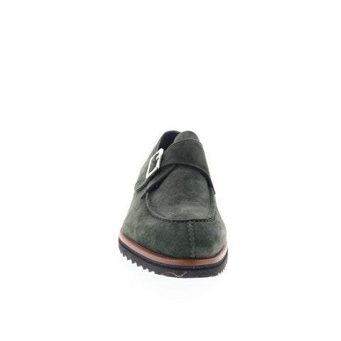 Di Bianco Treviso Mens Green Suede Hook & Loop Loafers & Slip Ons Casual Shoes