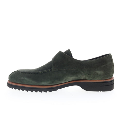 Di Bianco Treviso Mens Green Suede Hook & Loop Loafers & Slip Ons Casual Shoes