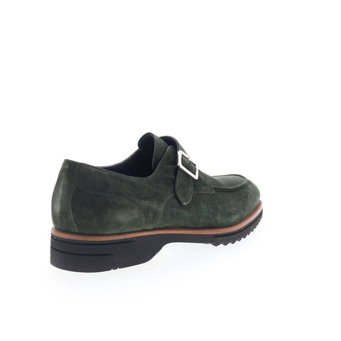 Di Bianco Treviso Mens Green Suede Hook & Loop Loafers & Slip Ons Casual Shoes