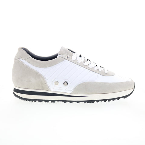 Di Bianco Trieste Mens White Suede Lace Up Lifestyle Sneakers Shoes