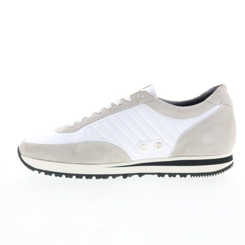 Di Bianco Trieste Mens White Suede Lace Up Lifestyle Sneakers Shoes