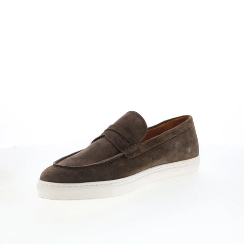 Pastori by Di Bianco Valenon Mens Brown Suede Loafers & Slip Ons Penny Shoes