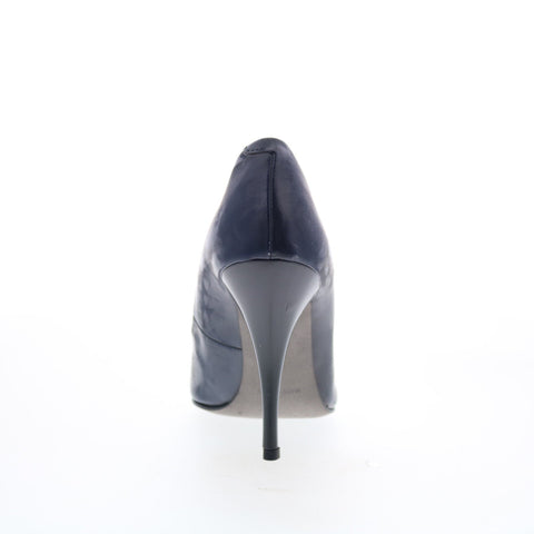 Via Studio Abrasiva VIA 19 Womens Black Leather Slip On Pumps Heels Shoes