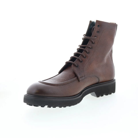 Pastori by Di Bianco Vitus Mens Brown Leather Lace Up Casual Dress Boots