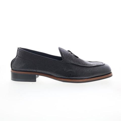Di Bianco Volta Mens Black Leather Slip On Loafers & Slip Ons Casual Shoes