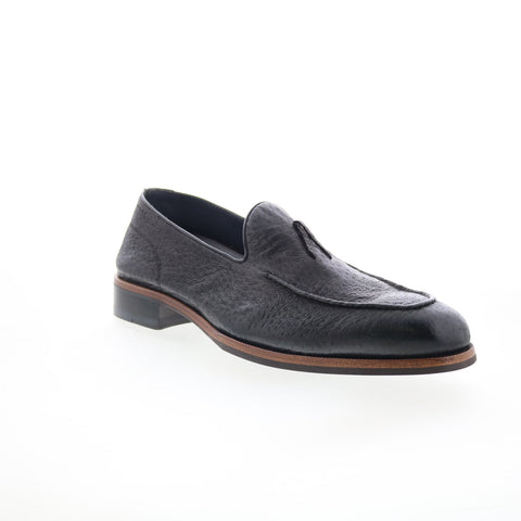 Di Bianco Volta Mens Black Leather Slip On Loafers & Slip Ons Casual Shoes