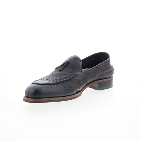 Di Bianco Volta Mens Black Leather Slip On Loafers & Slip Ons Casual Shoes
