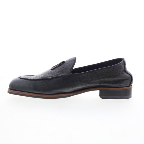Di Bianco Volta Mens Black Leather Slip On Loafers & Slip Ons Casual Shoes