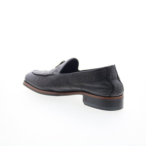 Di Bianco Volta Mens Black Leather Slip On Loafers & Slip Ons Casual Shoes