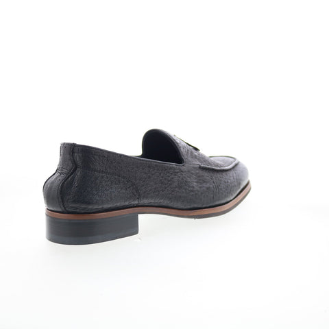 Di Bianco Volta Mens Black Leather Slip On Loafers & Slip Ons Casual Shoes