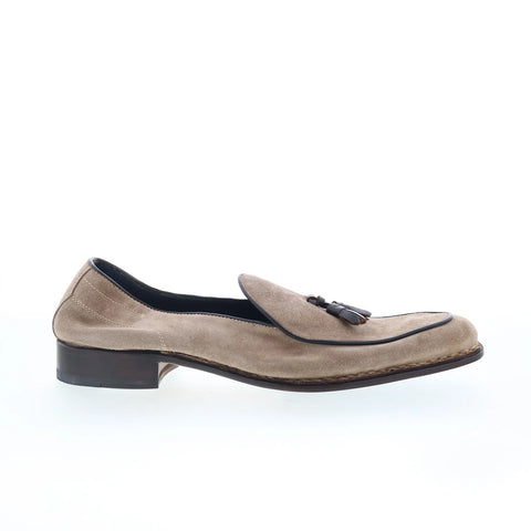Di Bianco Vomero Mens Beige Suede Slip On Loafers & Slip Ons Casual Shoes