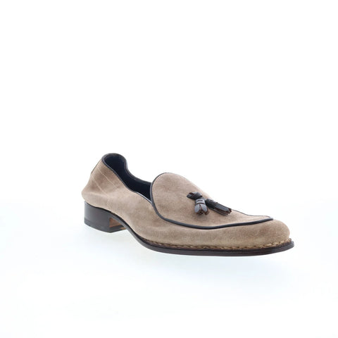 Di Bianco Vomero Mens Beige Suede Slip On Loafers & Slip Ons Casual Shoes