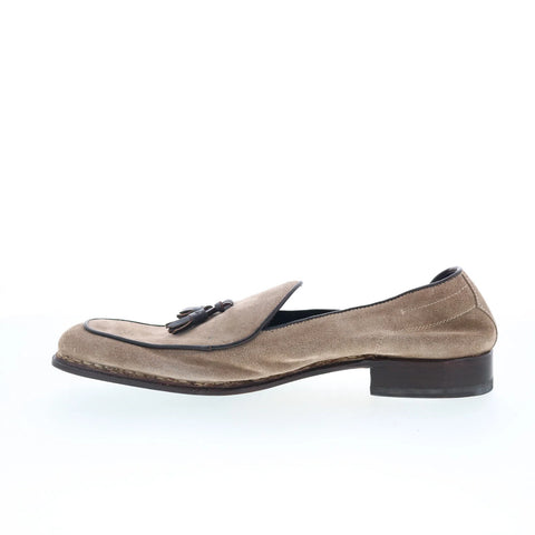 Di Bianco Vomero Mens Beige Suede Slip On Loafers & Slip Ons Casual Shoes