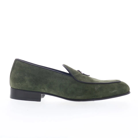 Di Bianco Vomero Mens Green Suede Slip On Loafers & Slip Ons Casual Shoes