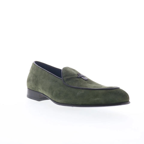 Di Bianco Vomero Mens Green Suede Slip On Loafers & Slip Ons Casual Shoes