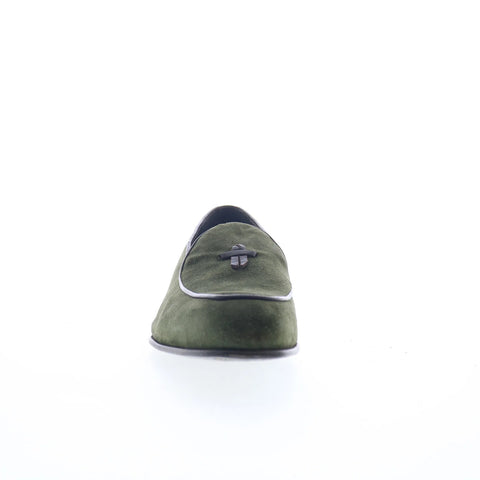 Di Bianco Vomero Mens Green Suede Slip On Loafers & Slip Ons Casual Shoes