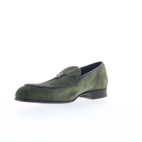 Di Bianco Vomero Mens Green Suede Slip On Loafers & Slip Ons Casual Shoes