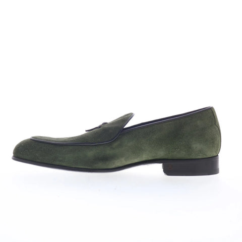 Di Bianco Vomero Mens Green Suede Slip On Loafers & Slip Ons Casual Shoes