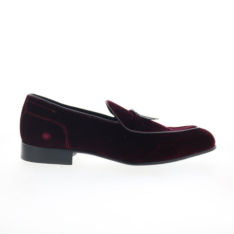 Di Bianco Vomero Mens Burgundy Canvas Slip On Loafers & Slip Ons Casual Shoes