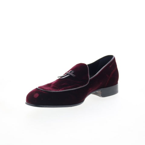 Di Bianco Vomero Mens Burgundy Canvas Slip On Loafers & Slip Ons Casual Shoes
