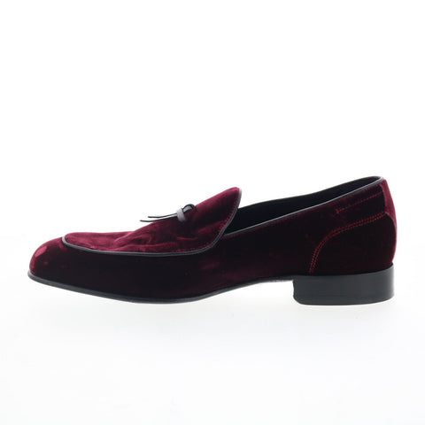 Di Bianco Vomero Mens Burgundy Canvas Slip On Loafers & Slip Ons Casual Shoes