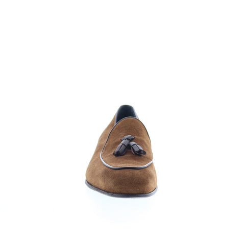 Di Bianco Vomero Mens Brown Suede Slip On Loafers & Slip Ons Tasseled Shoes