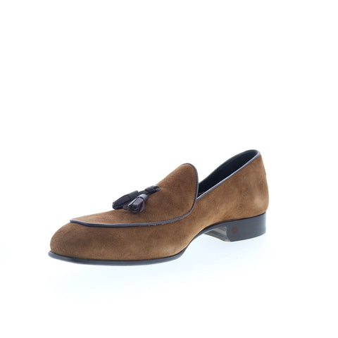 Di Bianco Vomero Mens Brown Suede Slip On Loafers & Slip Ons Tasseled Shoes