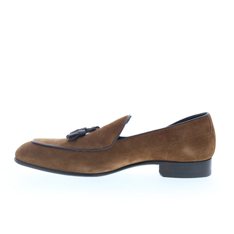 Di Bianco Vomero Mens Brown Suede Slip On Loafers & Slip Ons Tasseled Shoes