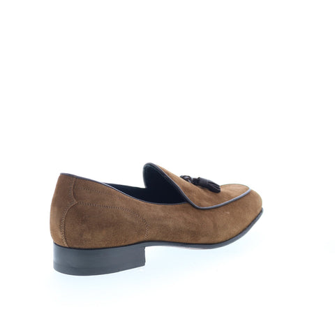 Di Bianco Vomero Mens Brown Suede Slip On Loafers & Slip Ons Tasseled Shoes