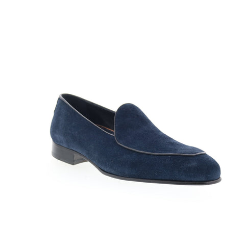 Di Bianco Vomero Mens Blue Suede Slip On Loafers & Slip Ons Casual Shoes