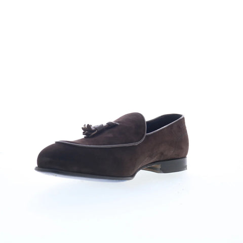 Di Bianco Vomero Mens Brown Suede Slip On Loafers & Slip Ons Casual Shoes