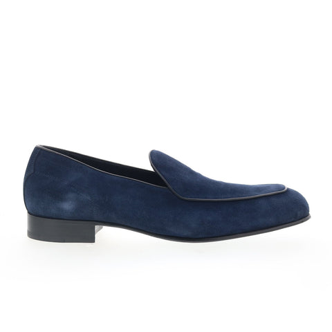 Di Bianco Vomero Mens Blue Suede Slip On Loafers & Slip Ons Casual Shoes
