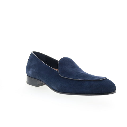 Di Bianco Vomero Mens Blue Suede Slip On Loafers & Slip Ons Casual Shoes
