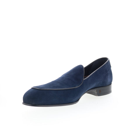 Di Bianco Vomero Mens Blue Suede Slip On Loafers & Slip Ons Casual Shoes