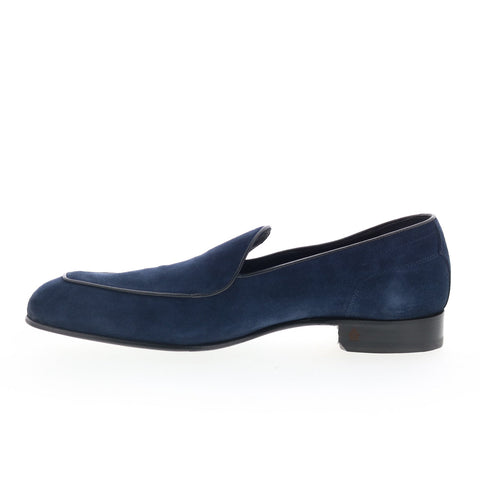 Di Bianco Vomero Mens Blue Suede Slip On Loafers & Slip Ons Casual Shoes