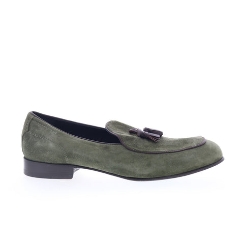 Di Bianco Vomero Mens Green Suede Slip On Loafers & Slip Ons Casual Shoes