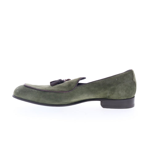 Di Bianco Vomero Mens Green Suede Slip On Loafers & Slip Ons Tasseled Shoes