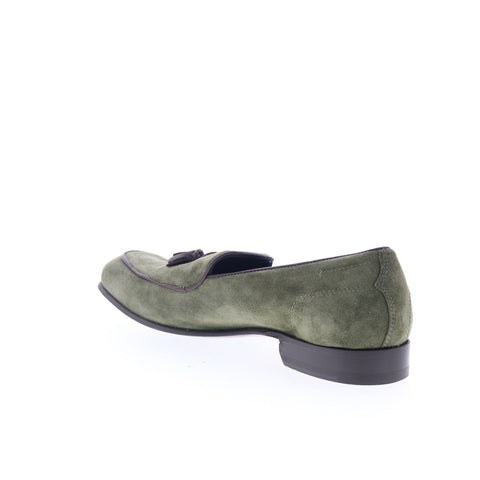 Di Bianco Vomero Mens Green Suede Slip On Loafers & Slip Ons Tasseled Shoes