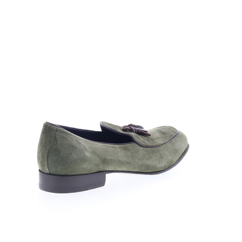 Di Bianco Vomero Mens Green Suede Slip On Loafers & Slip Ons Tasseled Shoes