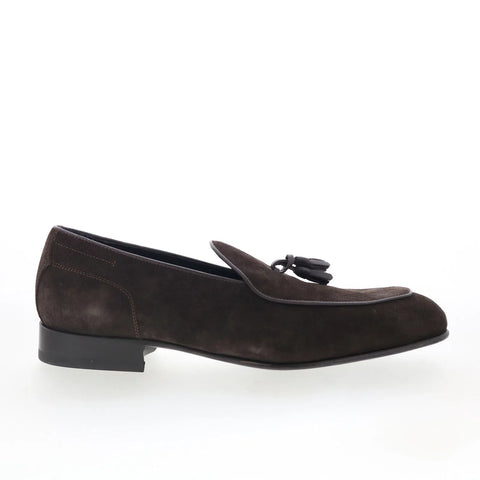 Di Bianco Vomero Tassel Mens Gray Suede Loafers & Slip Ons Casual Shoes