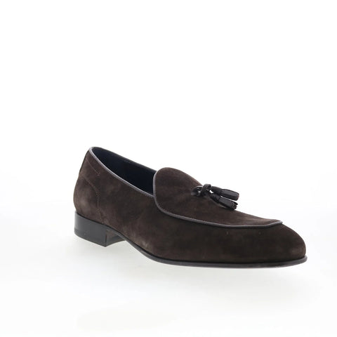 Di Bianco Vomero Tassel Mens Gray Suede Loafers & Slip Ons Casual Shoes